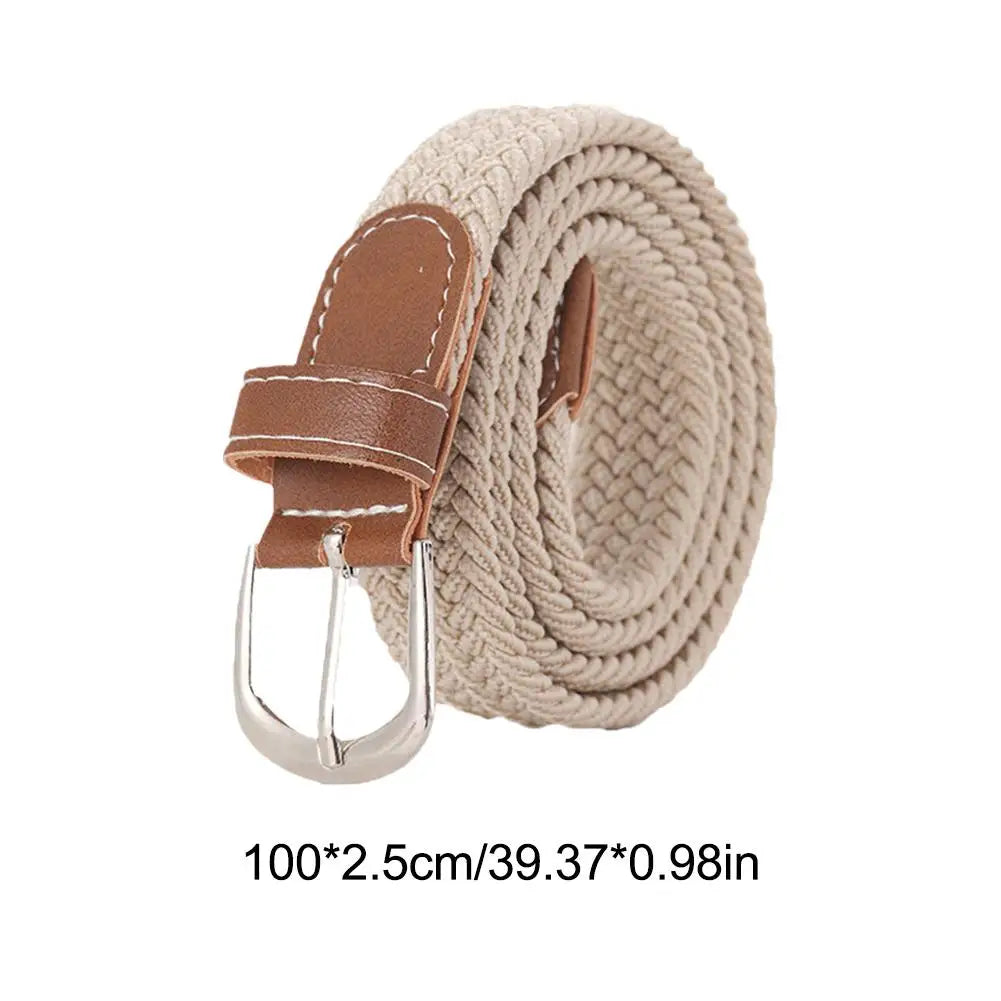 Casual Knitted Elastic Belt For Women Men Pin Buckle Woven Stretch Waist Strap For Jeans Canvas Braided Belts