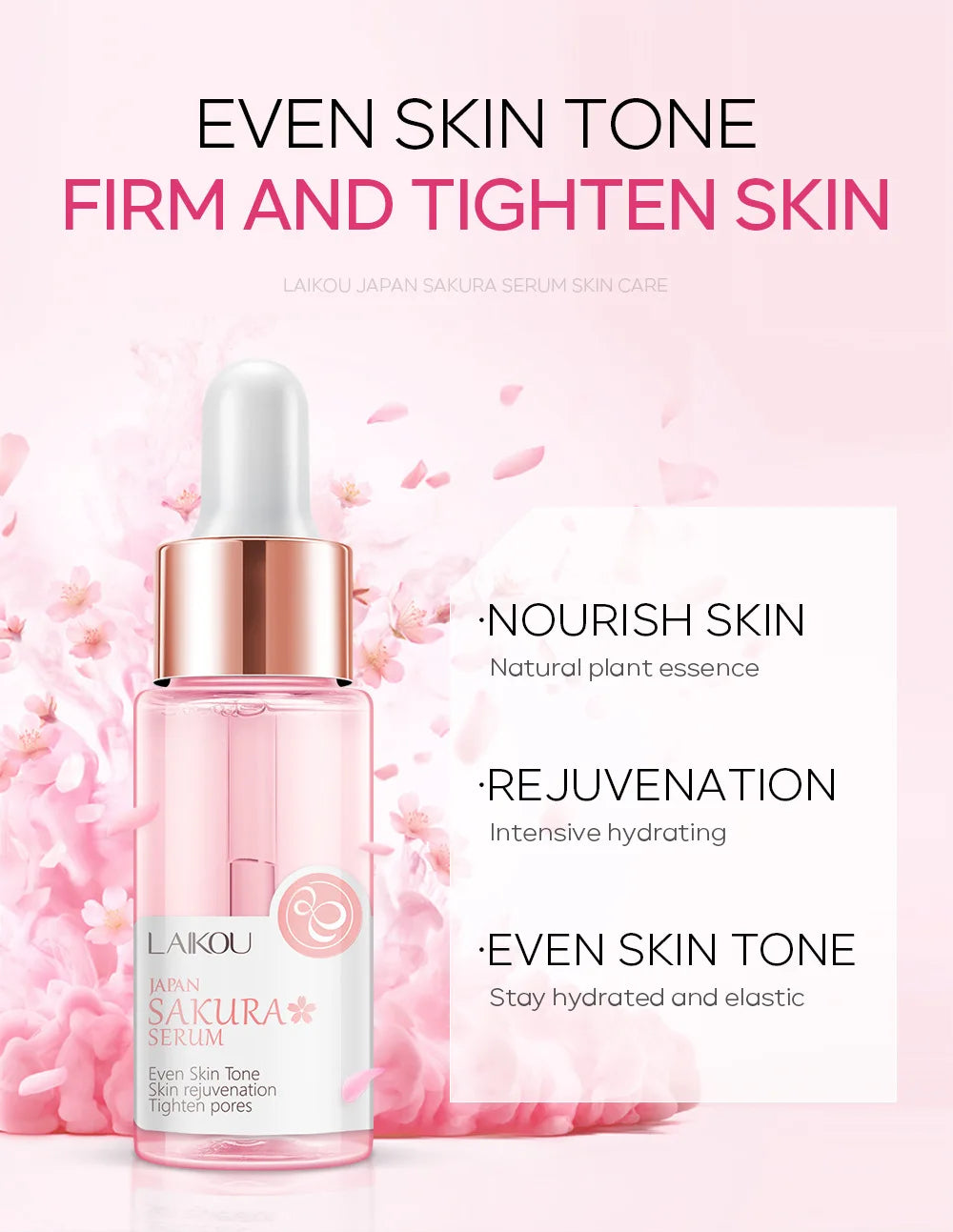 LAIKOU Serum Japan Sakura Essence Balance Grease  Hyaluronic Acid Pure Brightening Rejuvenation Skin Care Face Serum