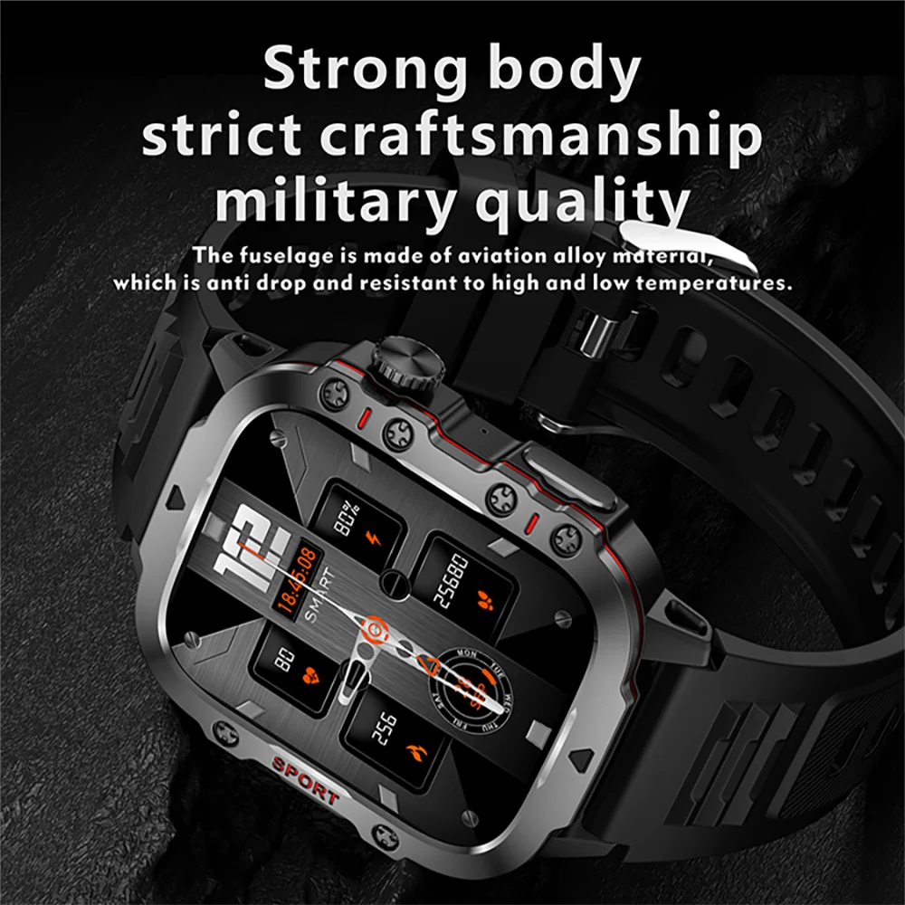 Military Men Smart Watch Bluetooth Call Fitness Clock Heart Monitor 3ATM Swim Waterproof Sport Smartwatch for Xiaomi iPhone 2024