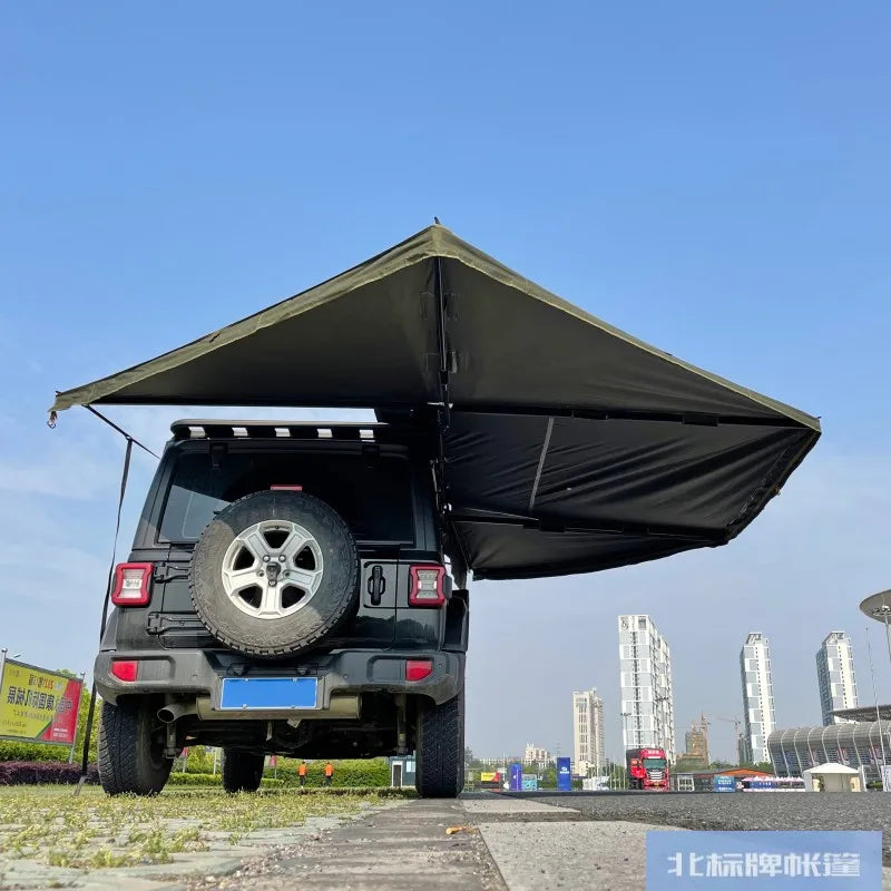 Fan-shaped tent car outdoor five-angle 270-degree sunshade top side carrying edge cloth house back end sky curtain