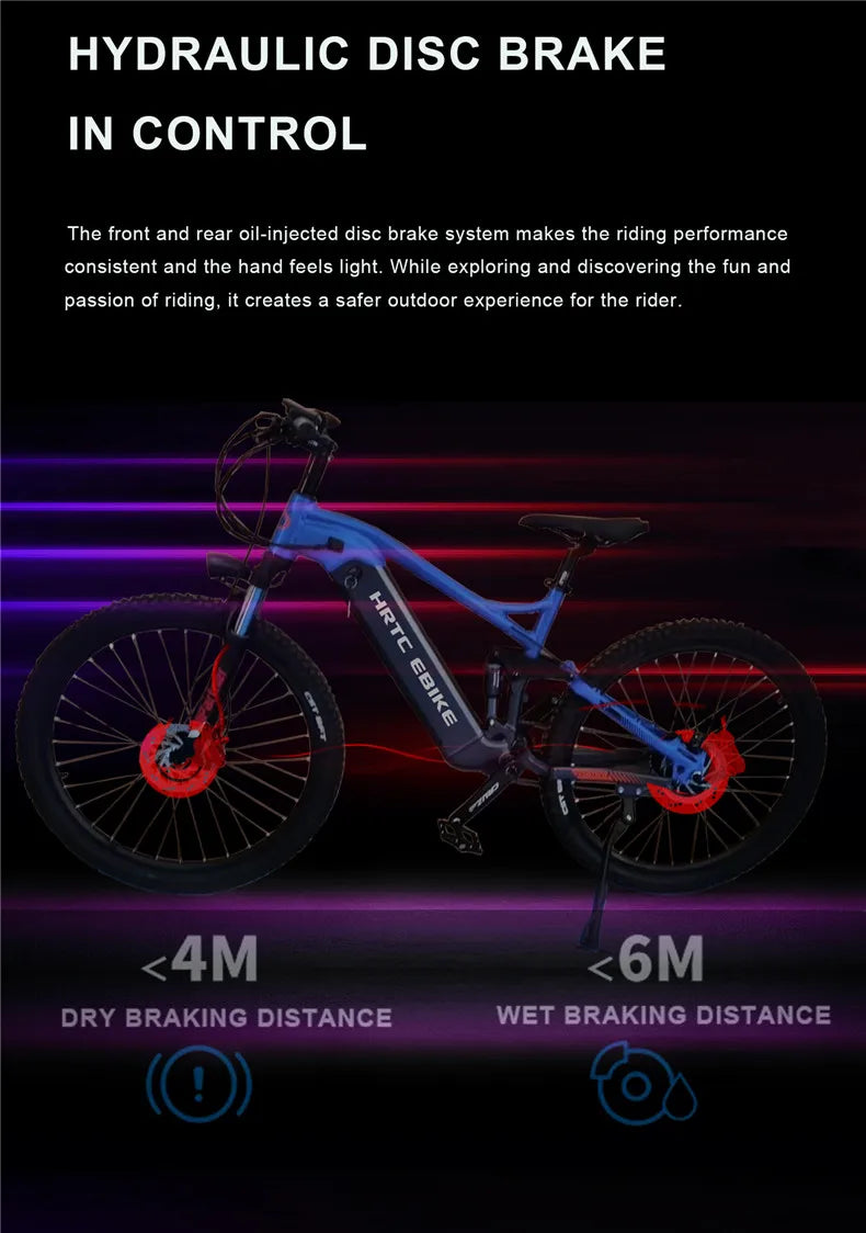 26 inch mountain soft tail electric assist bike xc emtb rear wheel drive hidden lithium battery dual shock ebike