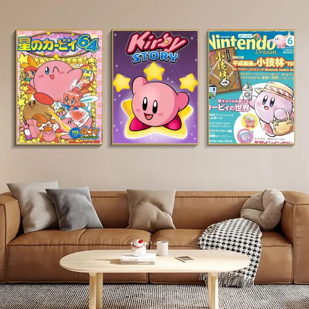 Cartoon Cute K-Kirby Poster Poster Paper Print Home Living Room Bedroom Entrance Bar Restaurant Cafe Art Painting Decoration