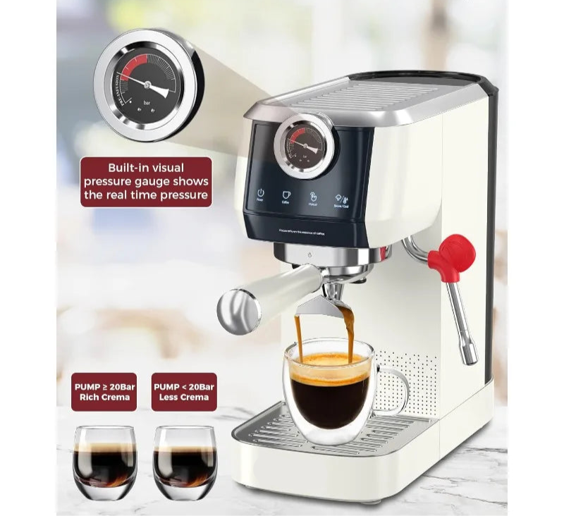 Espresso Machine with Built-in Pressure Gauge