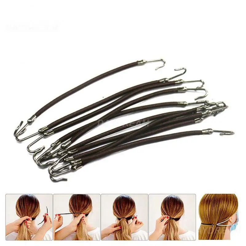 5 Pieces  Trendy Double Hooks Hair Band Rubber High Elastic Designed Hairtie Ponytail Headwear Women  Accessory