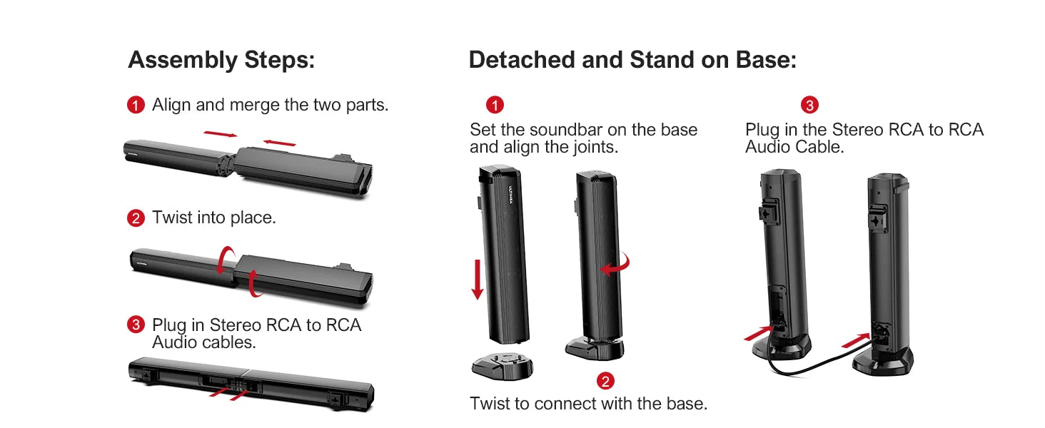 ULTIMEA 200W 4.1ch Soundbar with Subwoofer,2-in-1 Detachable Bluetooth 5.3 Soundbar for Smart TV,Home Theater Bluetooth Speakers