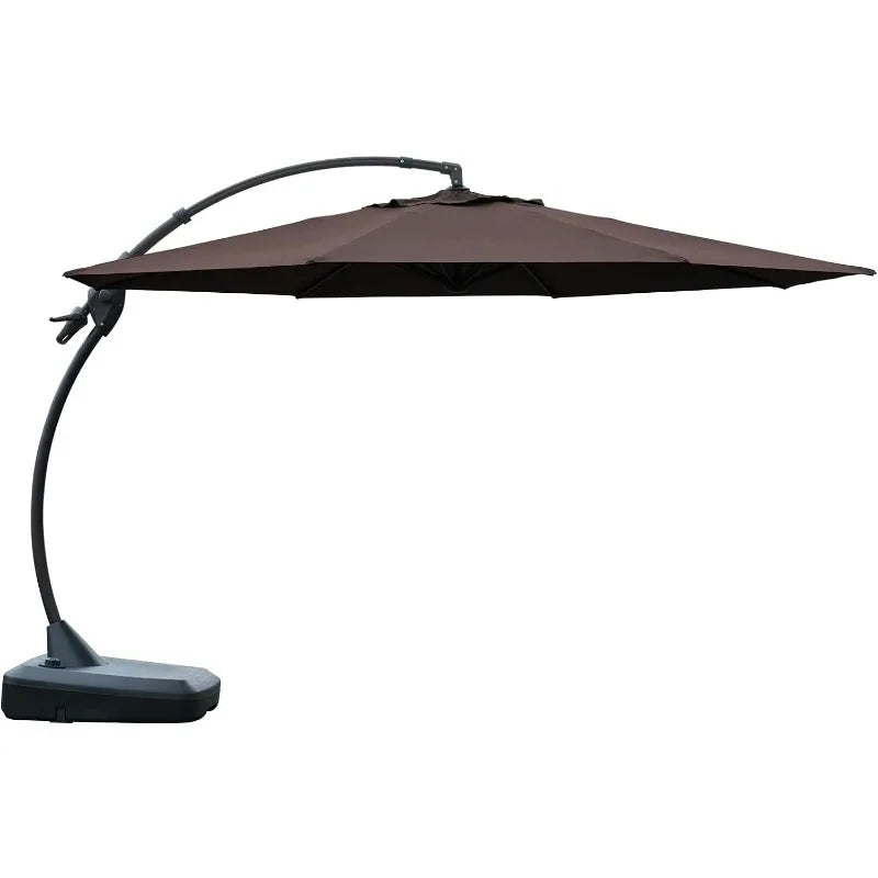 12 FT Sunbrella Cantilever Umbrella with Base Outdoor Aluminum Offset Umbrella Round Shade with Tilt Adjustment