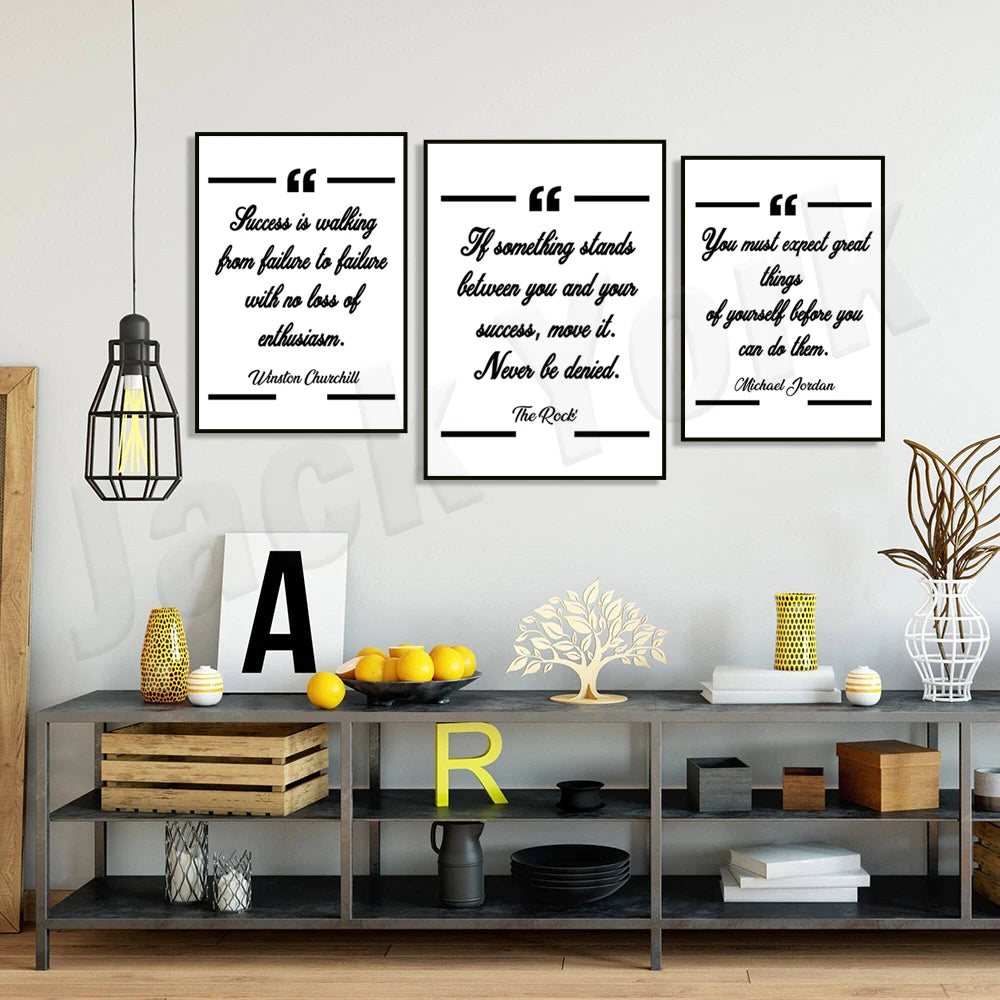 Motivational quotes wall art print, encouragement success sign, motivational text, trendy positive statement decoration poster