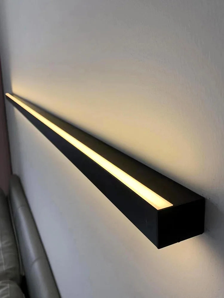 Wall lamp bedroom bedside Lights nordic decorative luminaires line minimalist light long strip black background wall light Room