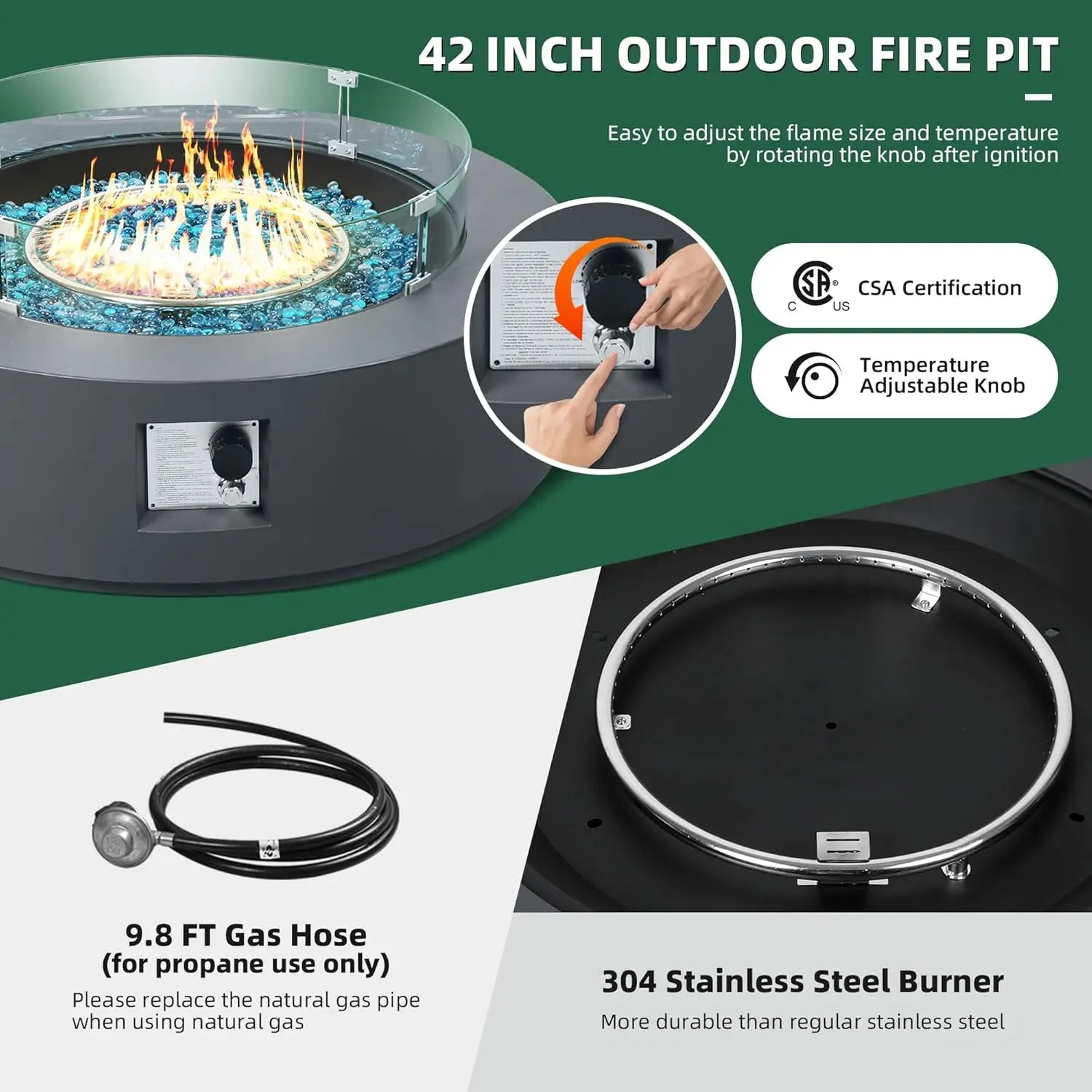 Premium Outdoor Propane Fire Table with Modular Accessories