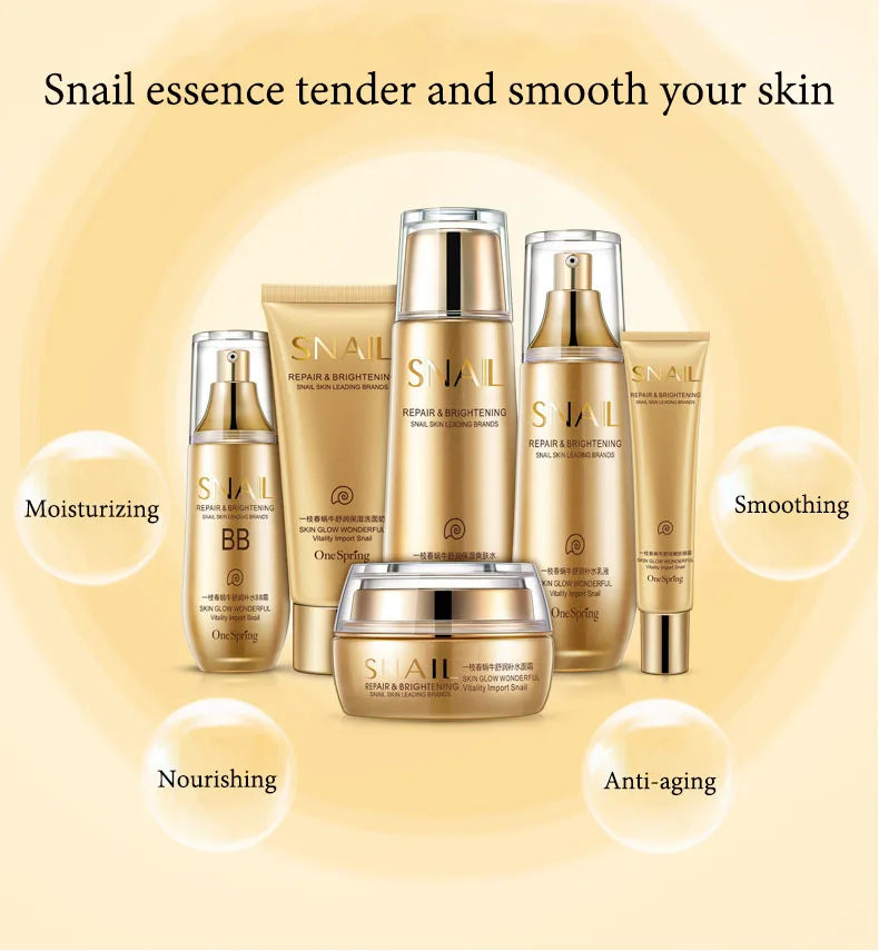 6pcs Snail Collagen Skin Care Sets Moisturizing Facial Set Skincare Products Face Cream Facial Cleanser Toner Face Care Kits