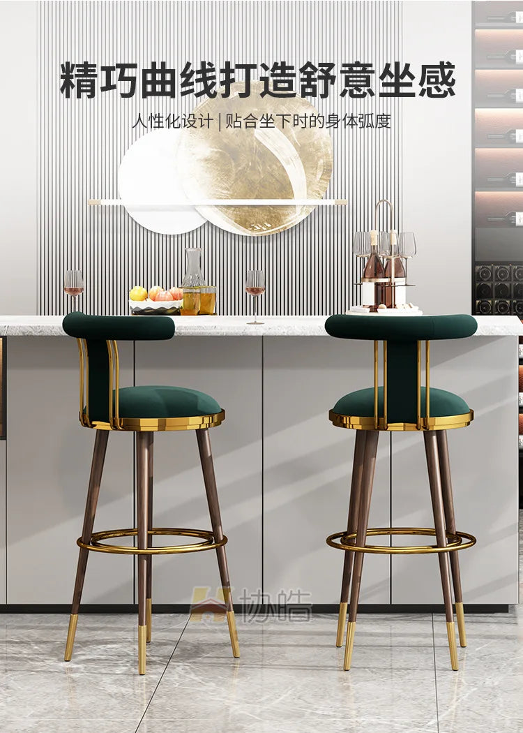 Luxury Manicure Bar Stools Designer Counter Kitchen Salon Chairs Relaxing Cafe Reception Cadeiras De Jantar Bar Furniture TD50DC