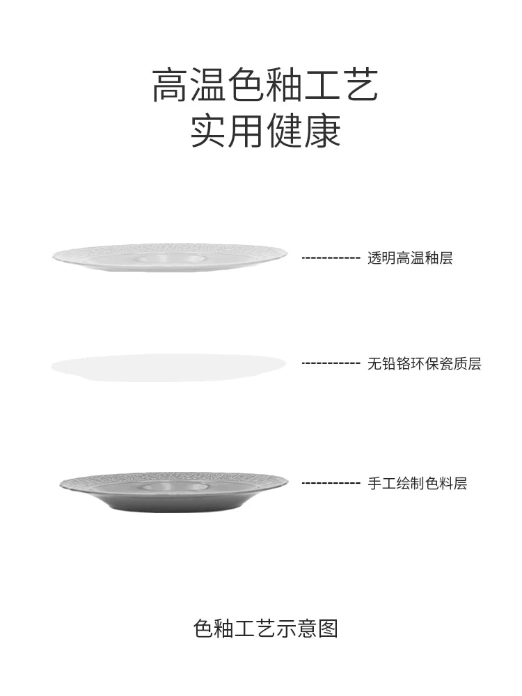 Tableware Ceramic Dishes Set Grey Modern Household Rice Bowls Plates Premium Western Food Plates