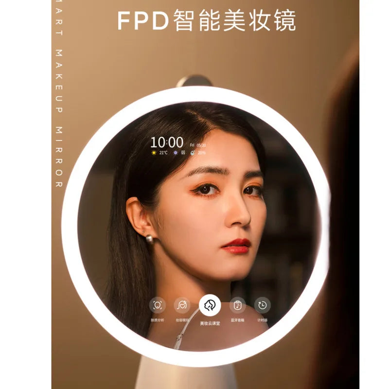 FPD Intelligent Makeup Mirror, Light Luxury AI Skin Measurement, Portable Beauty Mirror Smart Led Makeup Mirror Tabletop Mirror