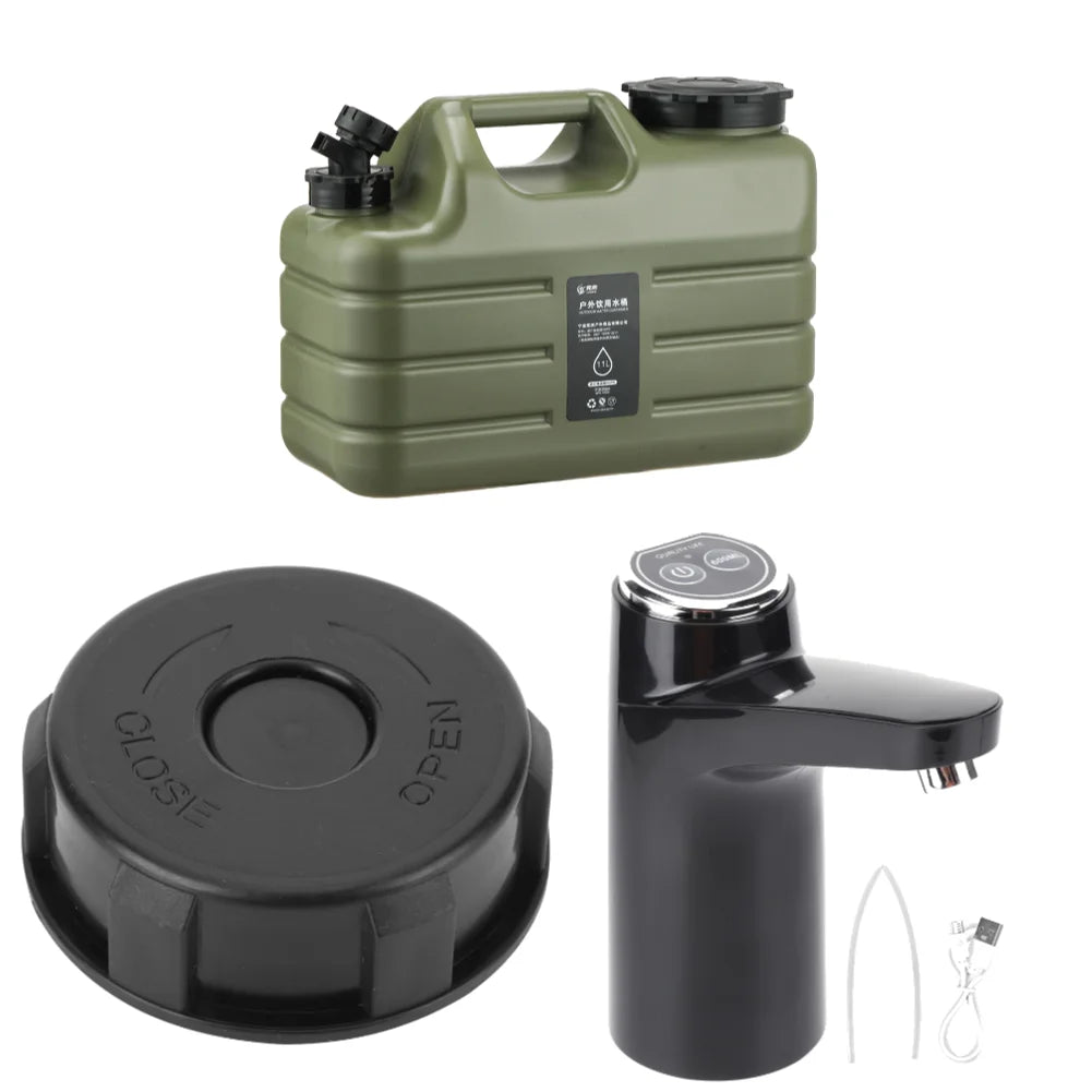 11L/12L Large Water Tank Outdoor Water Bin with Faucet & USB Rechargeable Electric Water Pump Water Tank for Camping Fishing