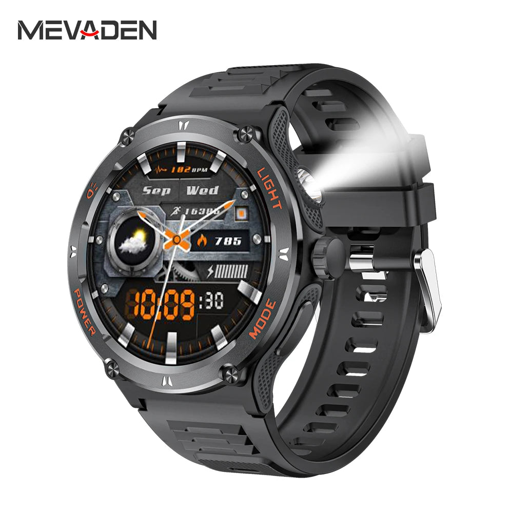 MEVADEN 2024 New Smart Watch Men Bluetooth Call Sports Fitness Tracker Health Monitor Compass Flashlight Smartwatch 500mAh