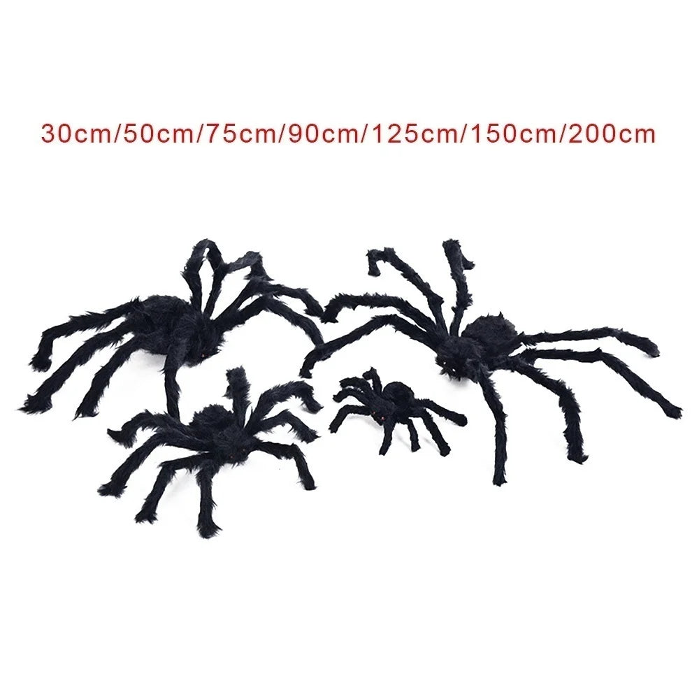 150/200cm Black Scary Giant Spider Huge Spider Web Halloween Decoration Props Haunted House Holiday Outdoor Giant Decoration