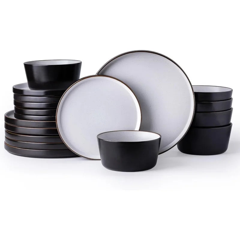 AmorArc Dinnerware Sets of 4,Modern Stoneware Plates and Bowls Sets