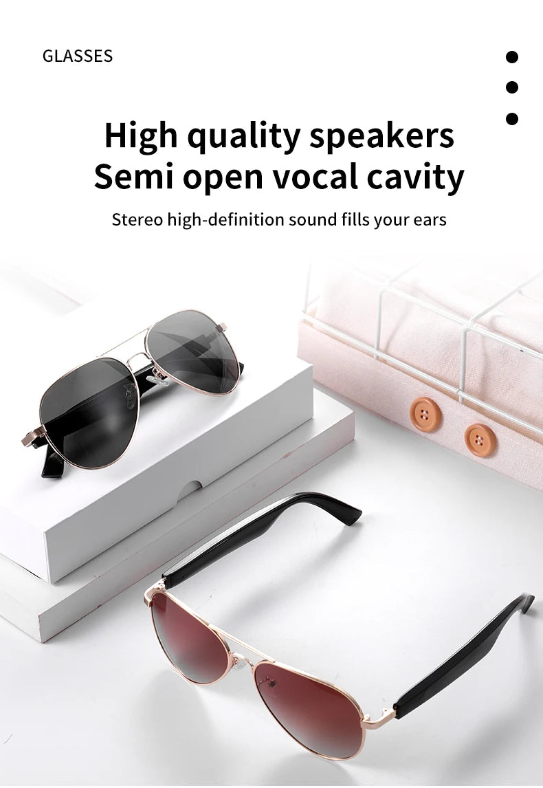 NEW  Bluetooth Sunglasses Smart Audio Glasses Nylon Lenses Dual Speakers Support Bluetooth Calls Music Eyeglasses For Men Women