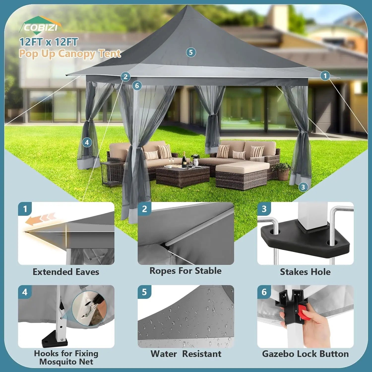 All-Weather Outdoor Canopy Tent with Mesh Netting