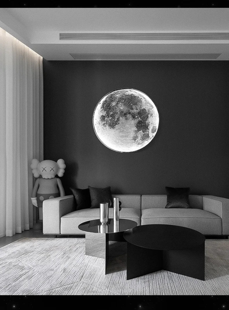 Modern minimalist moon wall lamp creative mural living room background wall decoration lamp art bedside wall light