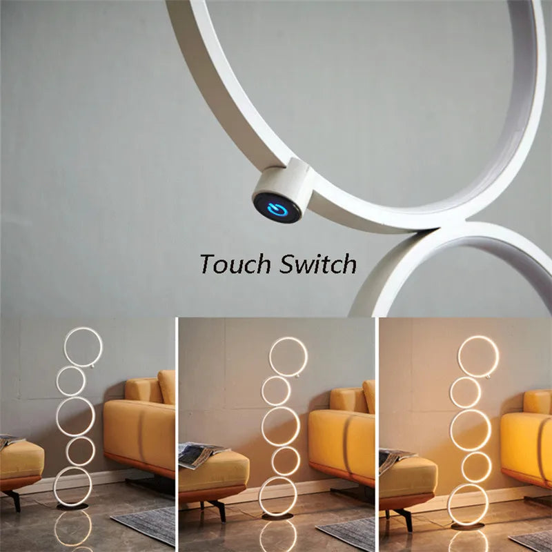 Nordic Led Floor Lamp for Living Room Touch Switch 3 Levels Dimming Metal Iron Decoration Home Corner Stand Lighting