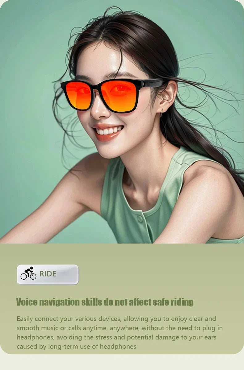 2024 Smart Sunglasses Bluetooth Glasses Listening to Music, Calling, Navigation, Anti UV Polarization Lens Suitable for Driving