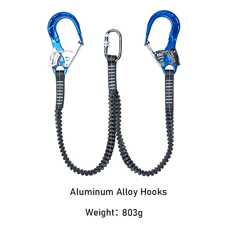 Outdoor Professional Safety Elastic Sling Belt With Double Hook Protective High-altitude Work Anti-fall Survival Rope