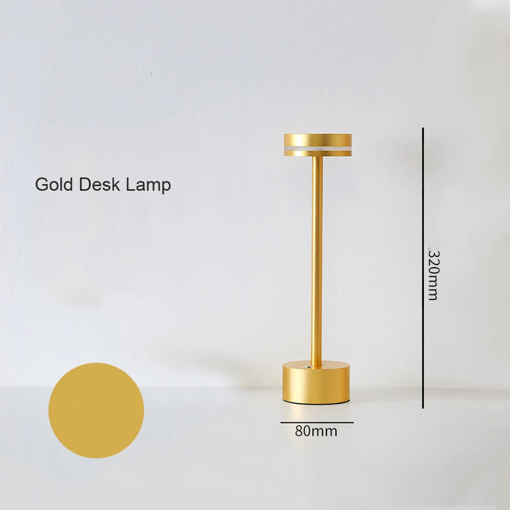 LED Desktop Lamp USB Touch Dimming Metal Recharge Night Light For Coffee Bar Restaurant Bedside Reading Decoration Table Lamps