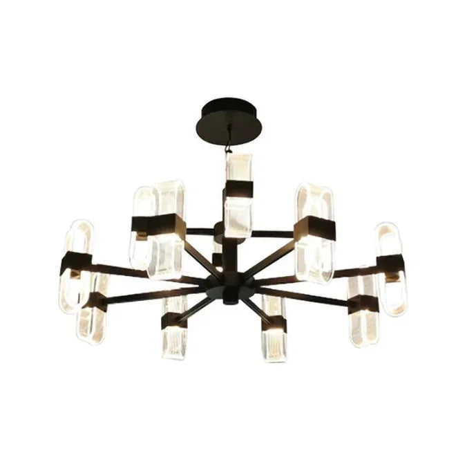 Black Chandelier Creative Dining Living Room Bedroom Smart Lighting System Acrylic Base Pendant Light Luxury Room Hanging Lamp