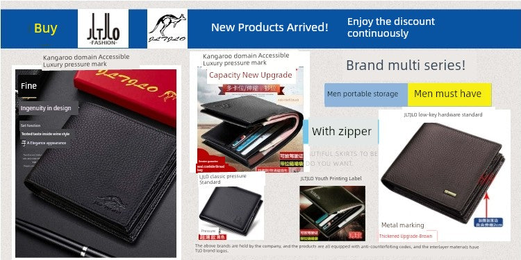 Kangaroo Leather Men with Zipper Driver's License Wallet