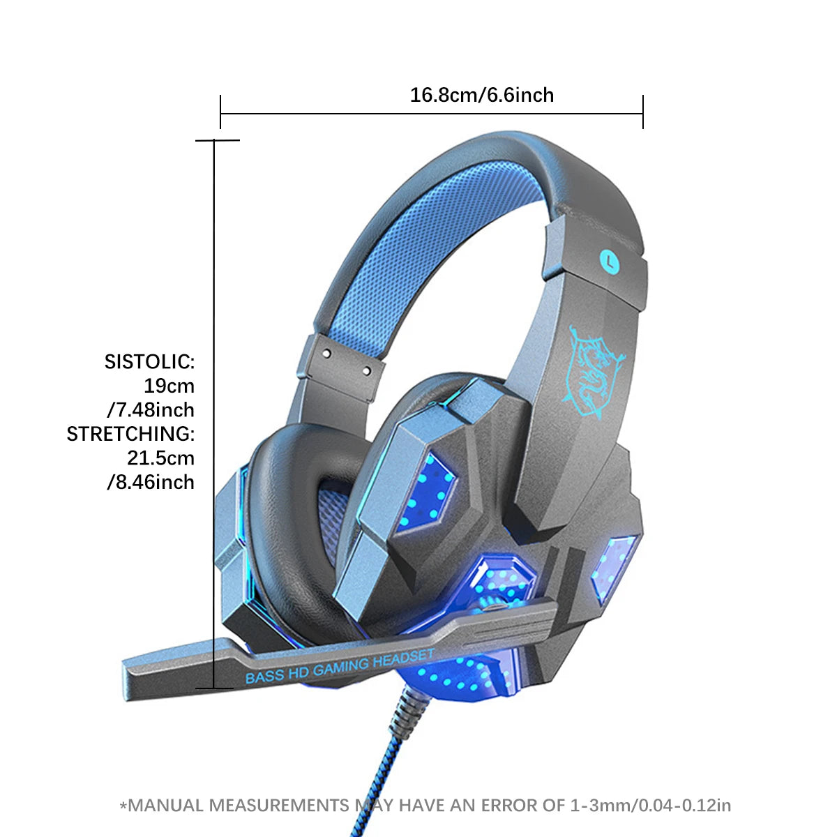 Luxury LED Light Wired Gaming Headphones With Microphone Noise-cancelling Gamer Headset for PC Computer Laptop PS4 PS5 Xbox