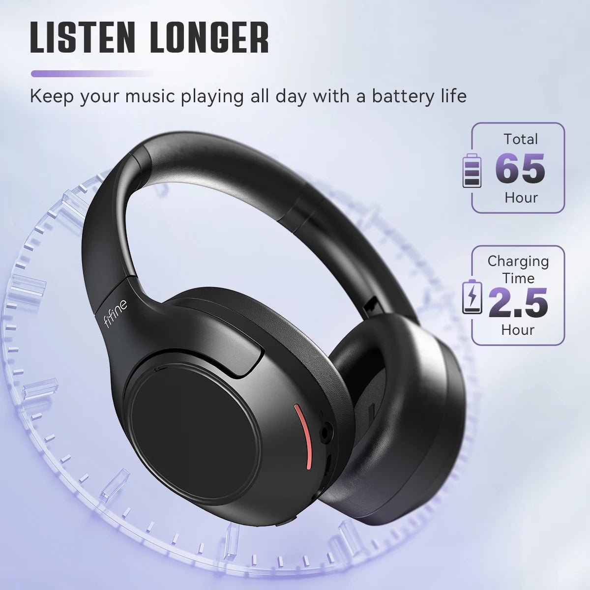 FIFINE Bluetooth wireless headset,Noise Canceling Headphones withe Transparency Mode,Deep Bass,Clear Calls,65H Playtime