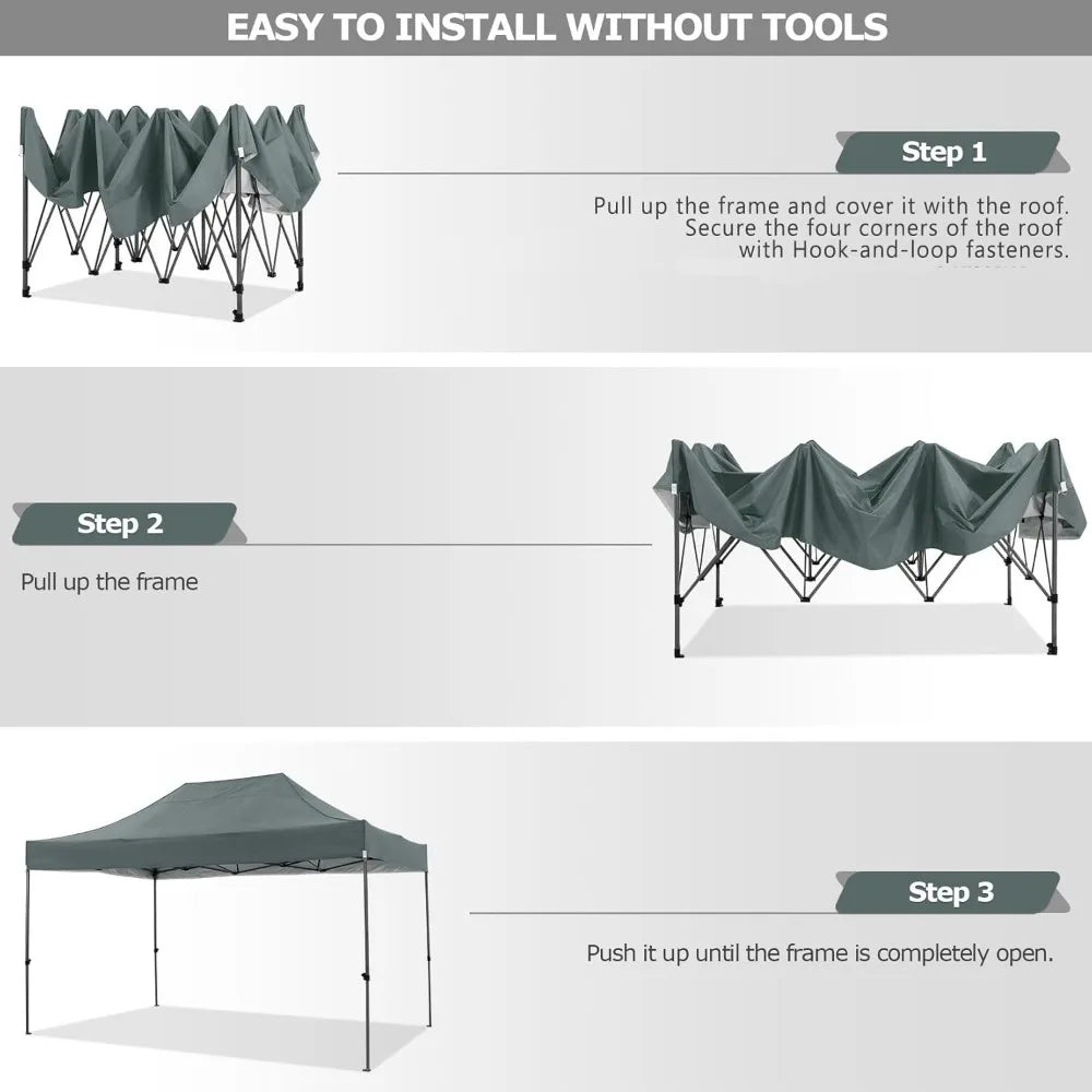 10x15 Pop Up Canopy with 4 Sidewall,Heavy Duty Canopy UPF 50+ All Season Wind Waterproof Commercial Outdoor Wedding Party Tents