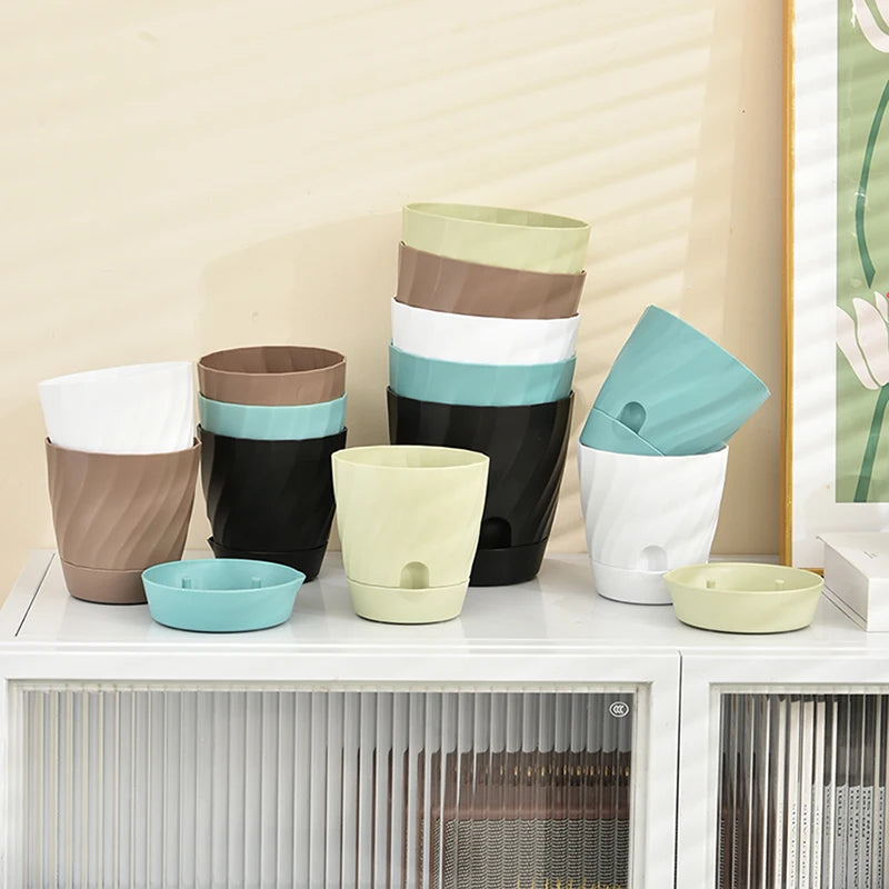 Plastic Flower Pots for Balcony, Simple and Breathable, High-end Planting, Home