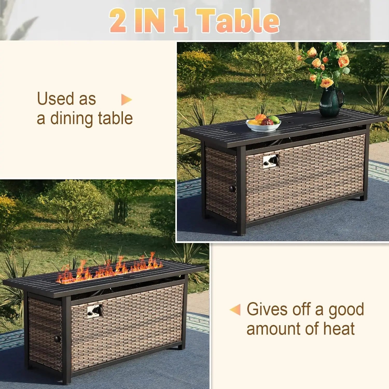 EmberGlow Propane Fire Pit Table