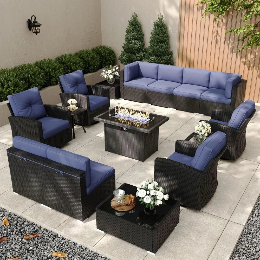 Navy Haven Outdoor Fire Pit Set