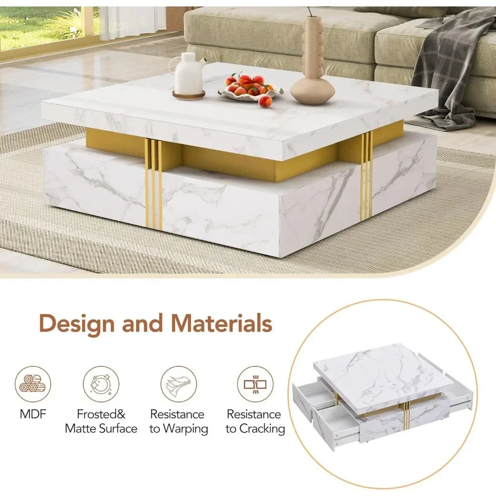 Modern White Coffee Table with Storage