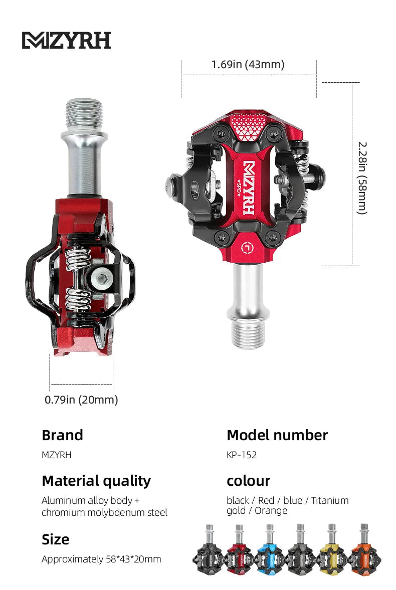 MZYRH Aluminum Sealed Bearings Bike Pedal For Road Bmx Mtb SPD Pedals Non-Slip Waterproof Self-locking Bicycle Pedals