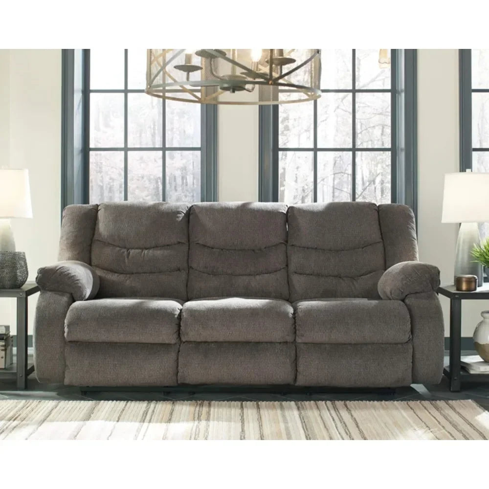 Tulen Modern Manual Pull Tab Reclining Sofa, Dark Gray