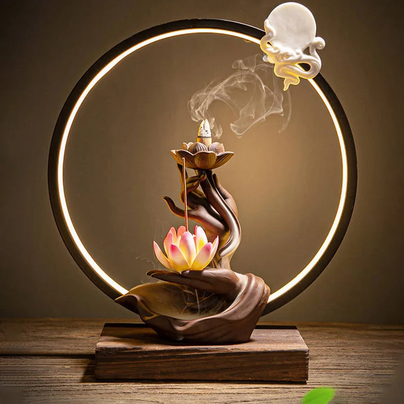 Backflow Incense Holder Waterfall Incense Burner Mountains River Zen Incense Burner Fragrance Fireplace Home Teahouse Yoga Decor