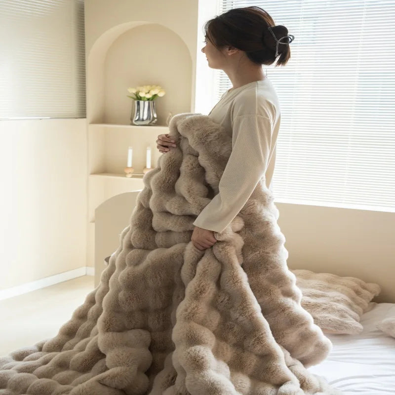 Warm Tuscan Imitation Fur Blanket for Winter Warmth Super Comfortable Bed Blankets High-end Warm Winter Blanket for Sofa