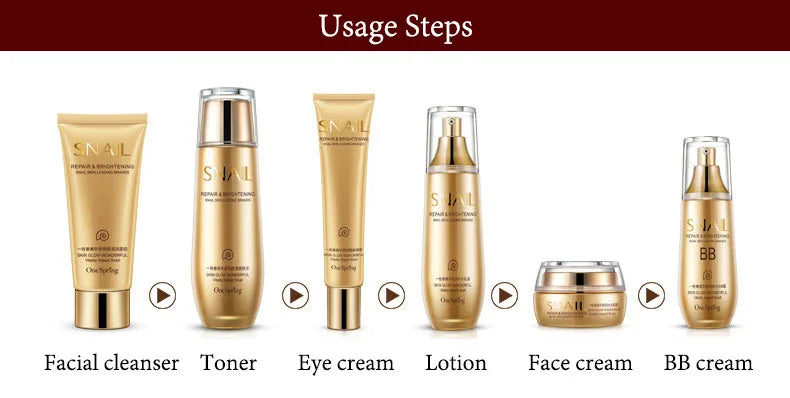 6pcs Snail Collagen Skin Care Sets Moisturizing Facial Set Skincare Products Face Cream Facial Cleanser Toner Face Care Kits