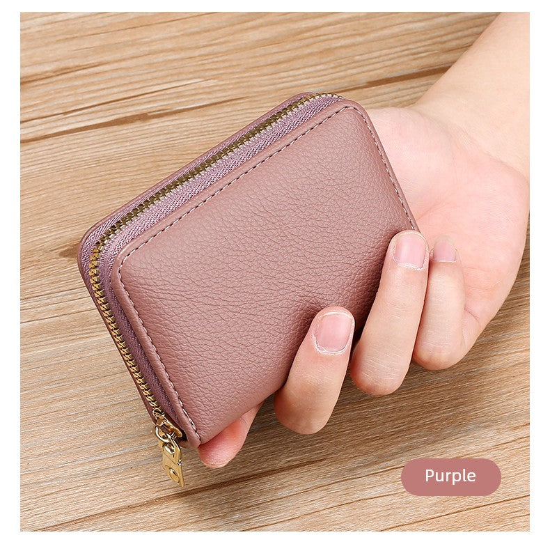 Anti-Degaussing Zipper Bank Driver's License Compact Card Holder