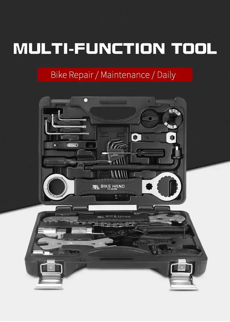 BIKE HAND 18 in 1 Professional Bicycle Repair Tools Kit Box Multi MTB Tire Chain Spoke Freewheel Pedal Wrench Bike Tools Box