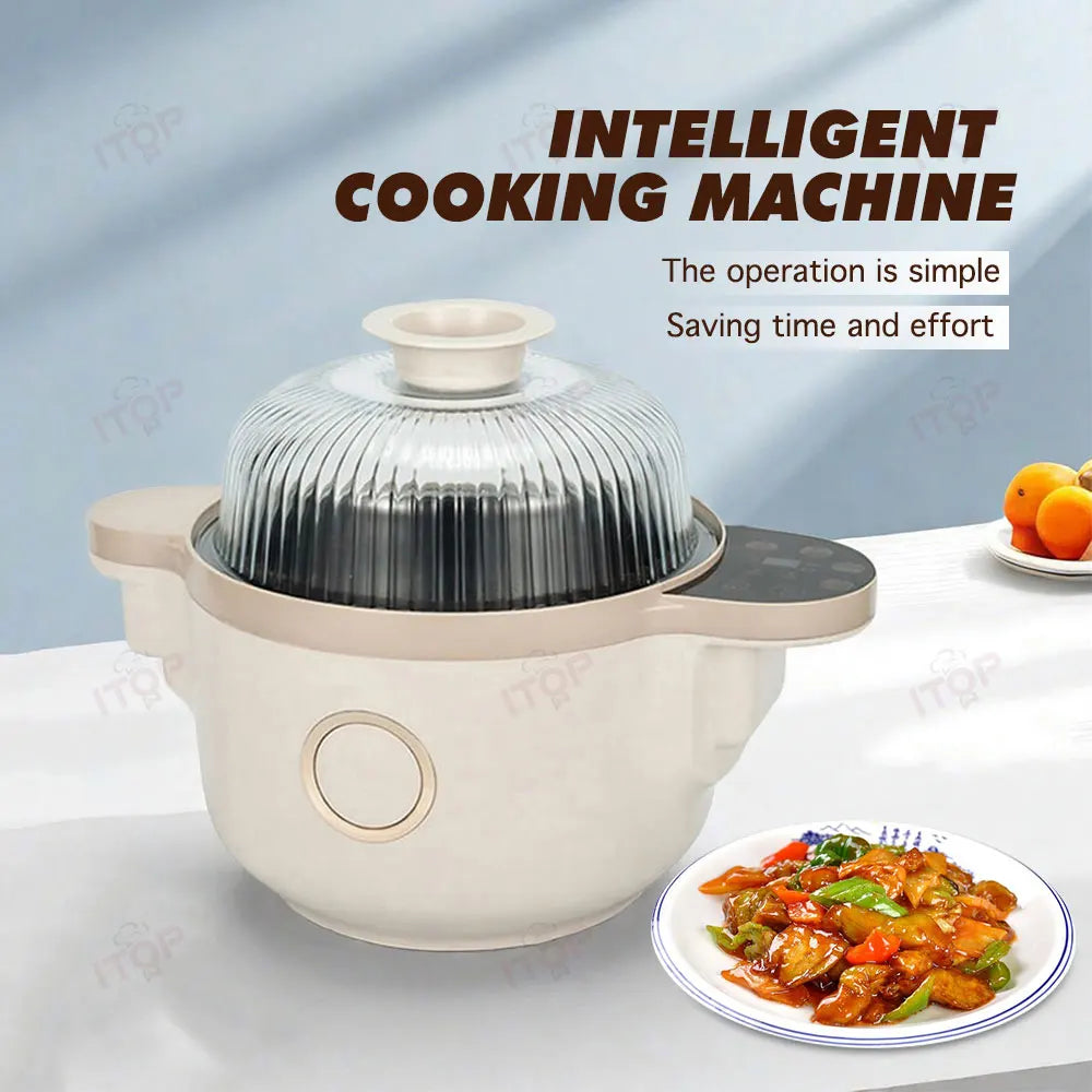 Household Stir Fry Machine 3.5L 1400W Multi Function Steamer, Frying Pan, Hotpot, Wok 360° Stir Touch Colour Screen Food Coating