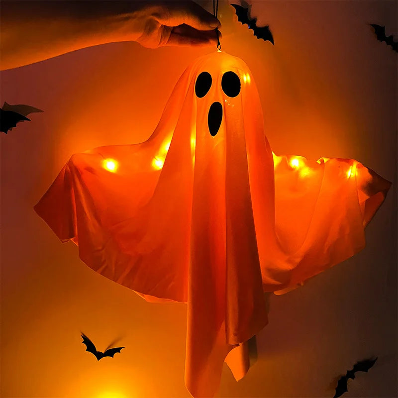 Halloween Party LED Glow Ghost Home Indoor Outdoor Decoration Supplies 2024 Haunted House Bar Hanging Horror Props with Lights