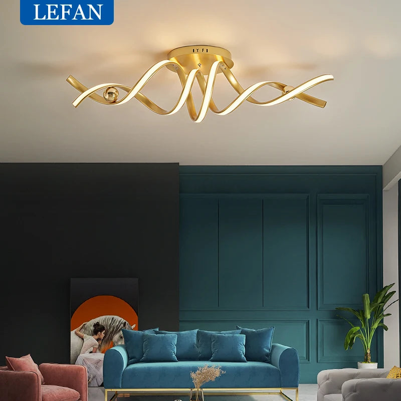 Modern Minimalism Gold/Black LED Chandelier For Living Room Bedroom Study Room luces led decoracion Ceiling chandelier lighting