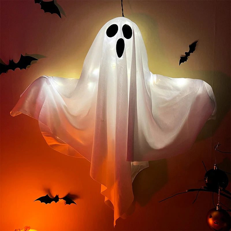 Halloween Party LED Glow Ghost Home Indoor Outdoor Decoration Supplies 2024 Haunted House Bar Hanging Horror Props with Lights