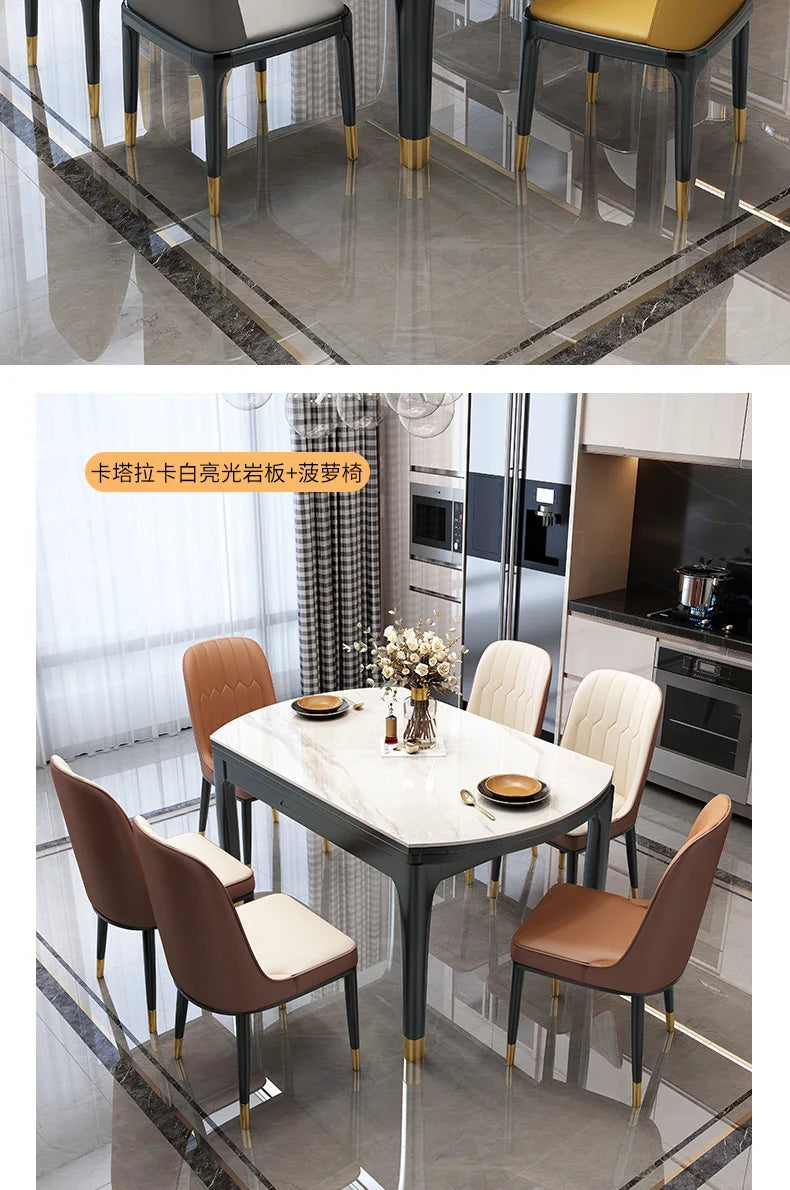 Design Extendable Kitchen Table Round Modern Nordic Simple Dining Table Luxury Multifunction Juegos De Comedor Furniture HD50CZ