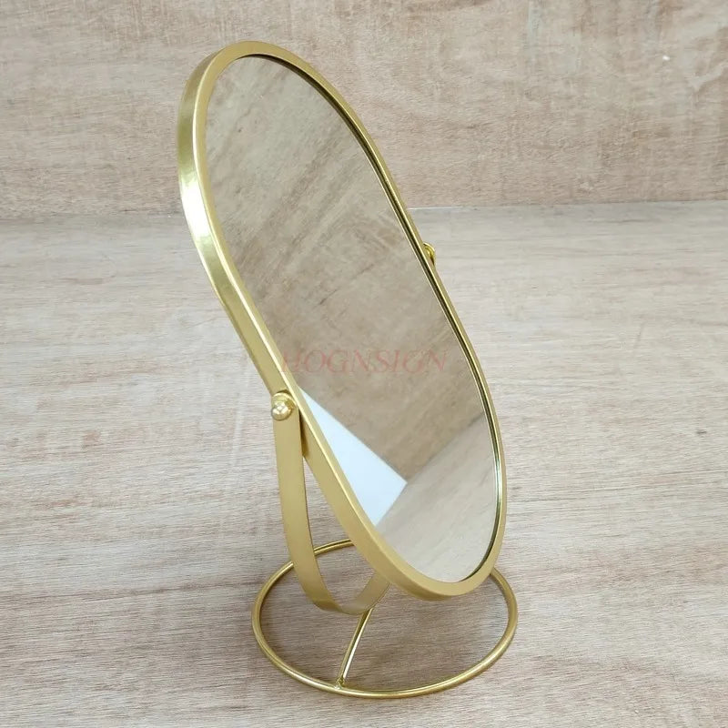 Light luxury makeup mirror, bedroom desktop, iron art dressing mirror, household rotatable portable mirror